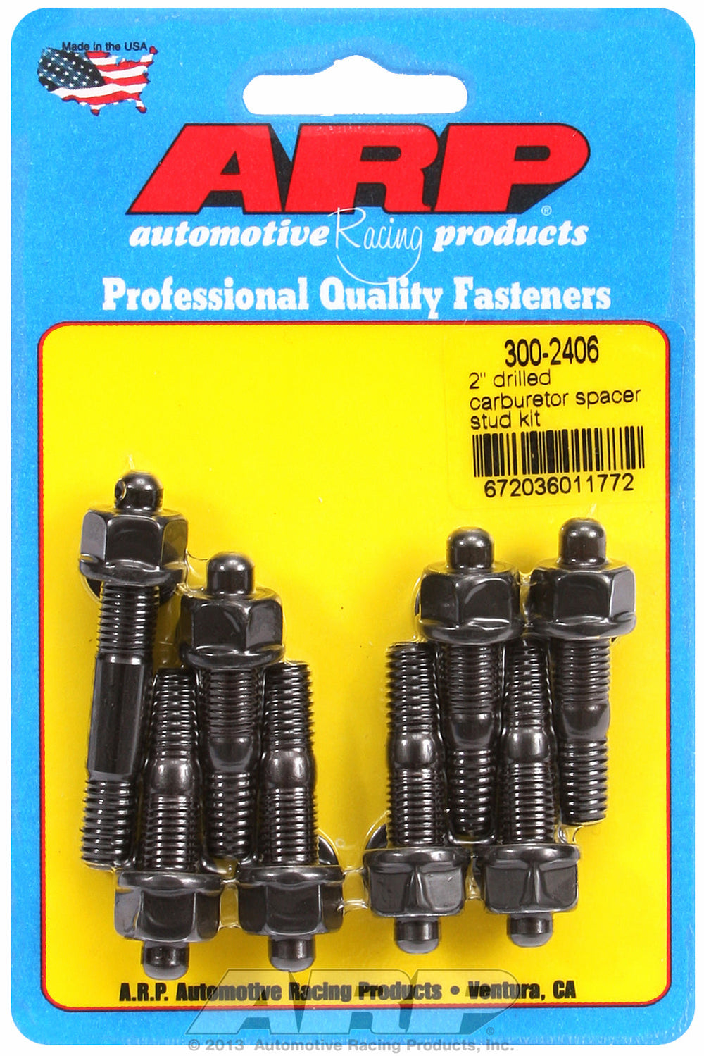 2˝ spacer (drilled for NASCAR wire seal) Carb Stud Kit 2.225 (1) & 1.700 (7)in OAL