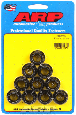 9/16in  8740 Black Oxide 12-pt Nut Kit