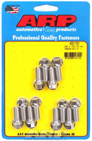 Header Bolt Kit For Chevrolet 3/8˝ dia. bolt, 3/8˝ wrench Stainless Hex Head