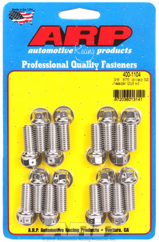 Header Bolt Kit For Chevrolet 3/8˝ dia. bolt, drilled, 3/8˝ wrench Stainless Hex Head