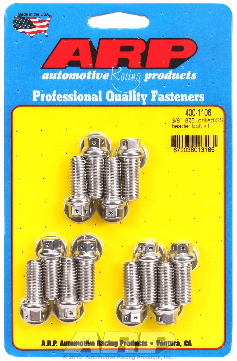 Header Bolt Kit For Universal Bolt kit, drilled, uses 3/8˝ socket Stainless Hex Head
