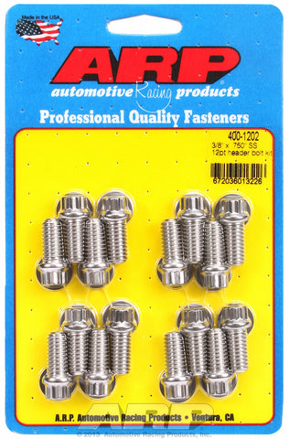 Header Bolt Kit For Chevrolet 3/8˝ dia. bolt, 3/8˝ wrench Stainless 12-Pt Head