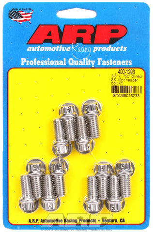 Header Bolt Kit For Chevrolet 3/8˝ dia. bolt, drilled, 3/8˝ wrench Stainless 12-Pt Head