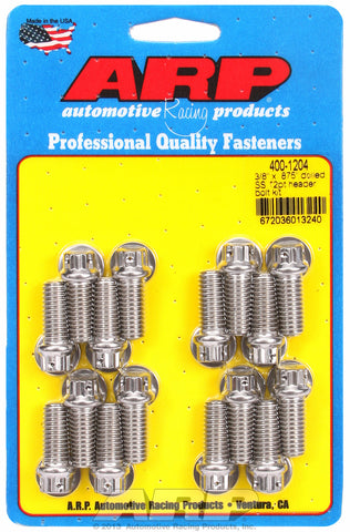 Header Bolt Kit For Chevrolet 3/8˝ dia. bolt, drilled, 3/8˝ wrench Stainless 12-Pt Head