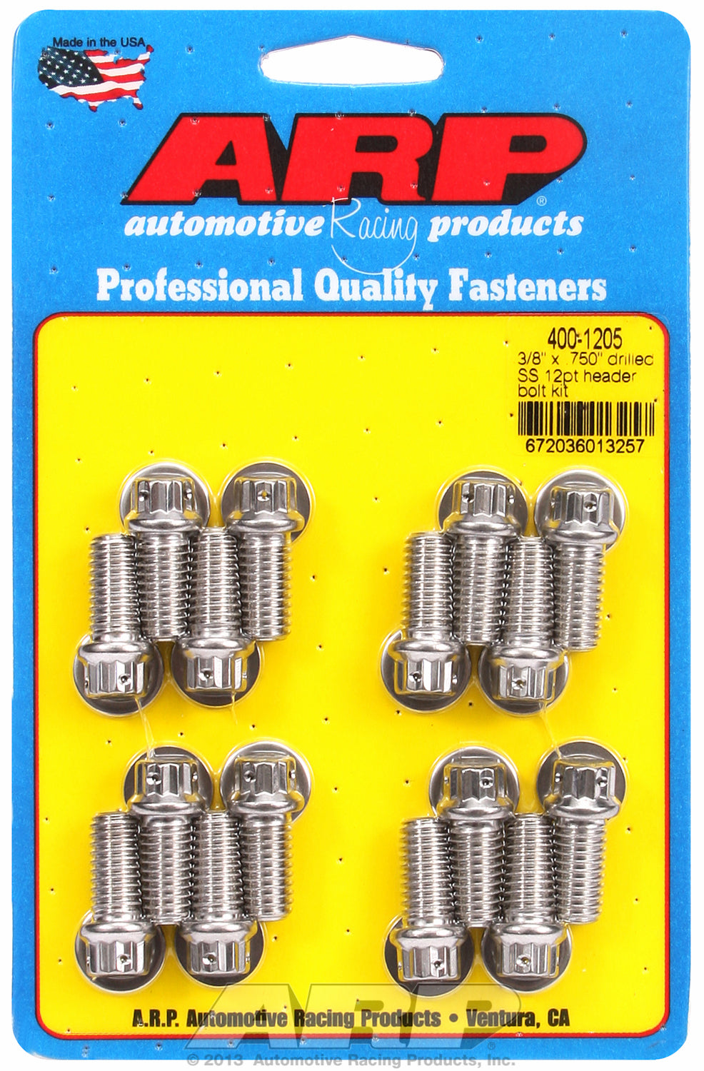 Header Bolt Kit For Universal Bolt kit, drilled, uses 3/8˝ socket Stainless 12-Pt Head