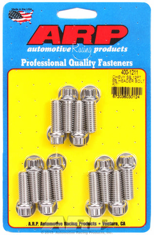 Header Bolt Kit For Chevrolet 3/8˝ dia. bolt, 3/8˝ wrench Stainless 12-Pt Head