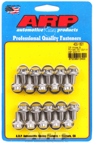 12-Pt Head Stainless Oil Pan Bolt Kit for Chrysler 318-340-360 Wedge & 318-360 Magnum