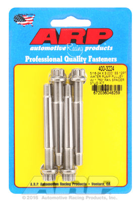 Universal Water Pump Pulley Stud Kit 1.750˝ fan spacer, broached ARP Stainless / Polished - 12-Pt He