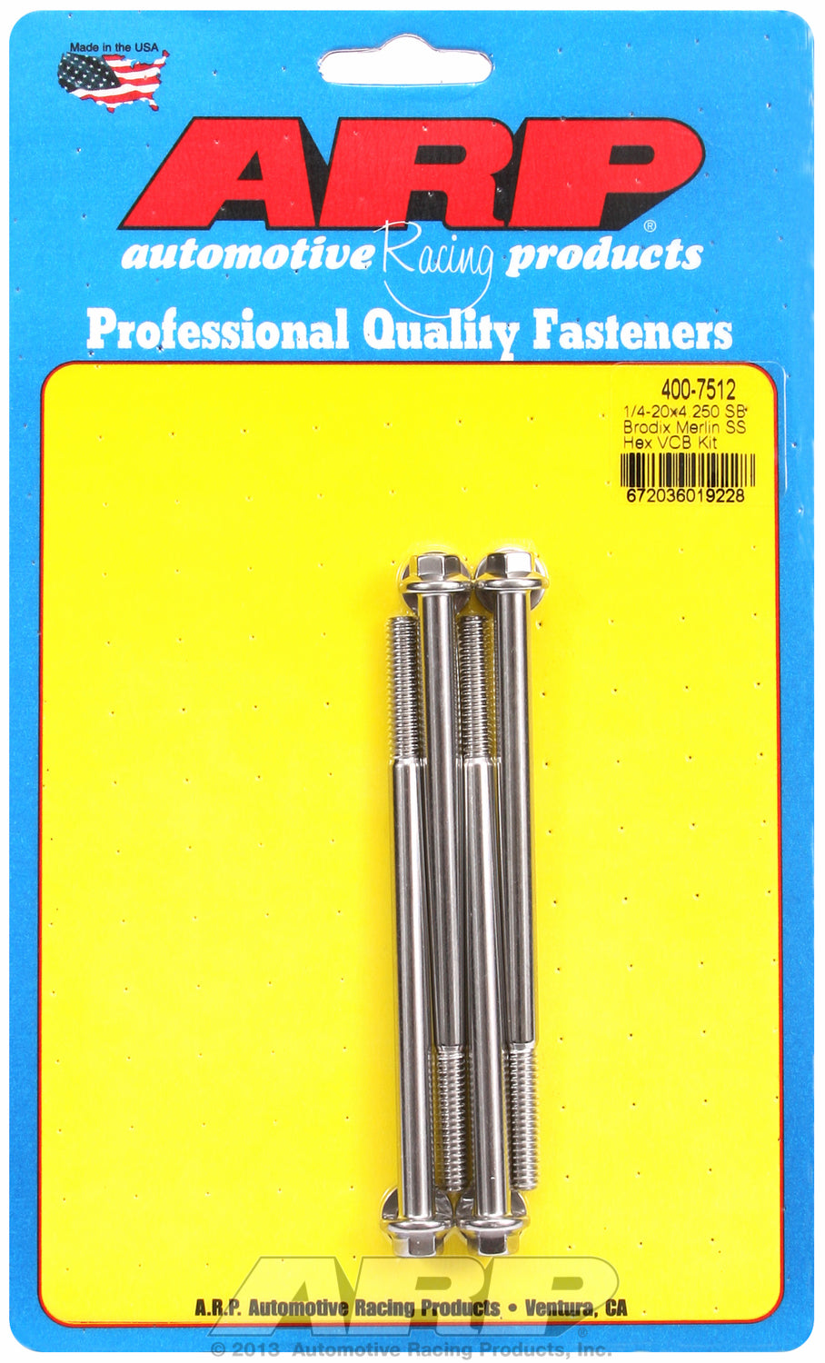 Valve Cover Bolt Kit for Cast Aluminum Covers Bolt kit, Brodix head, SB Stainless - Hex Head