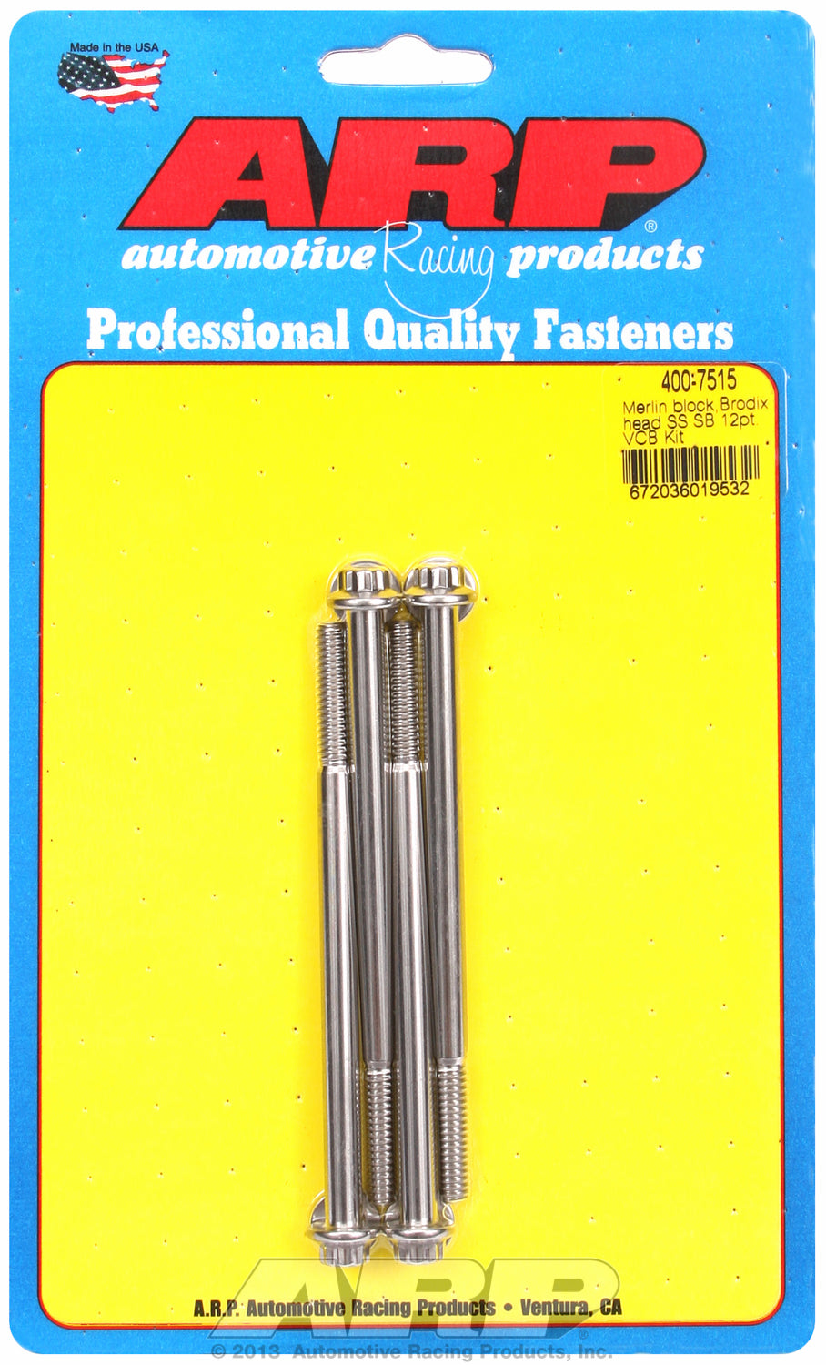 Valve Cover Bolt Kit for Cast Aluminum Covers Bolt kit, Brodix head, SB Stainless - 12-Pt Head