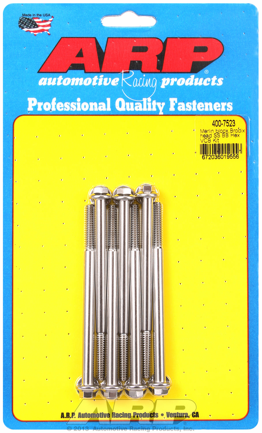 Valve Cover Bolt Kit for Cast Aluminum Covers Bolt kit, Brodix head, BB Stainless - Hex Head