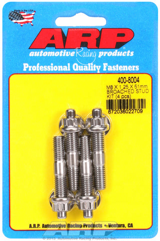 M8 X 1.25 X 51mm broached stud kit - 4pcs