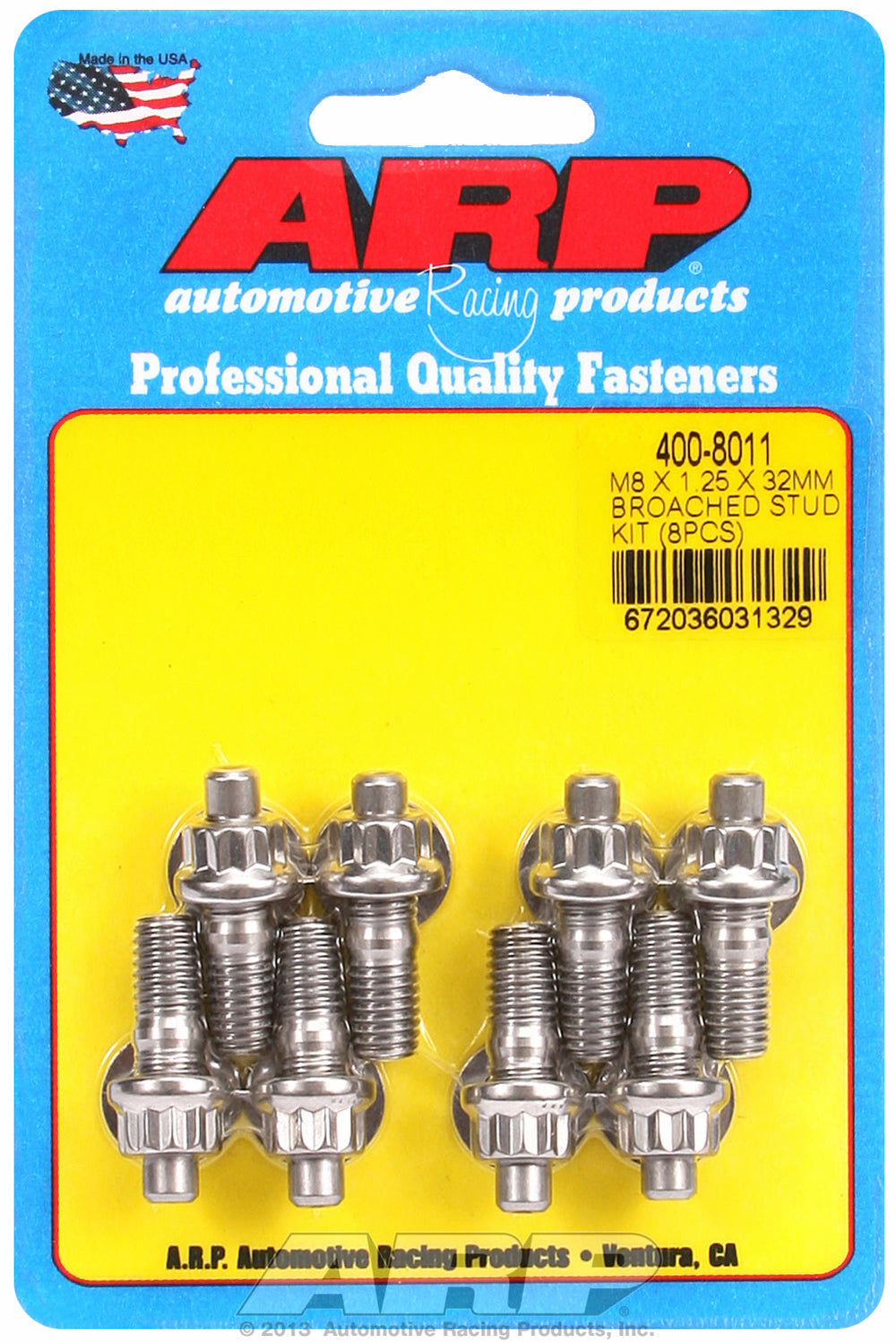 M8 X 1.25 X 32mm broached stud kit - 8pcs