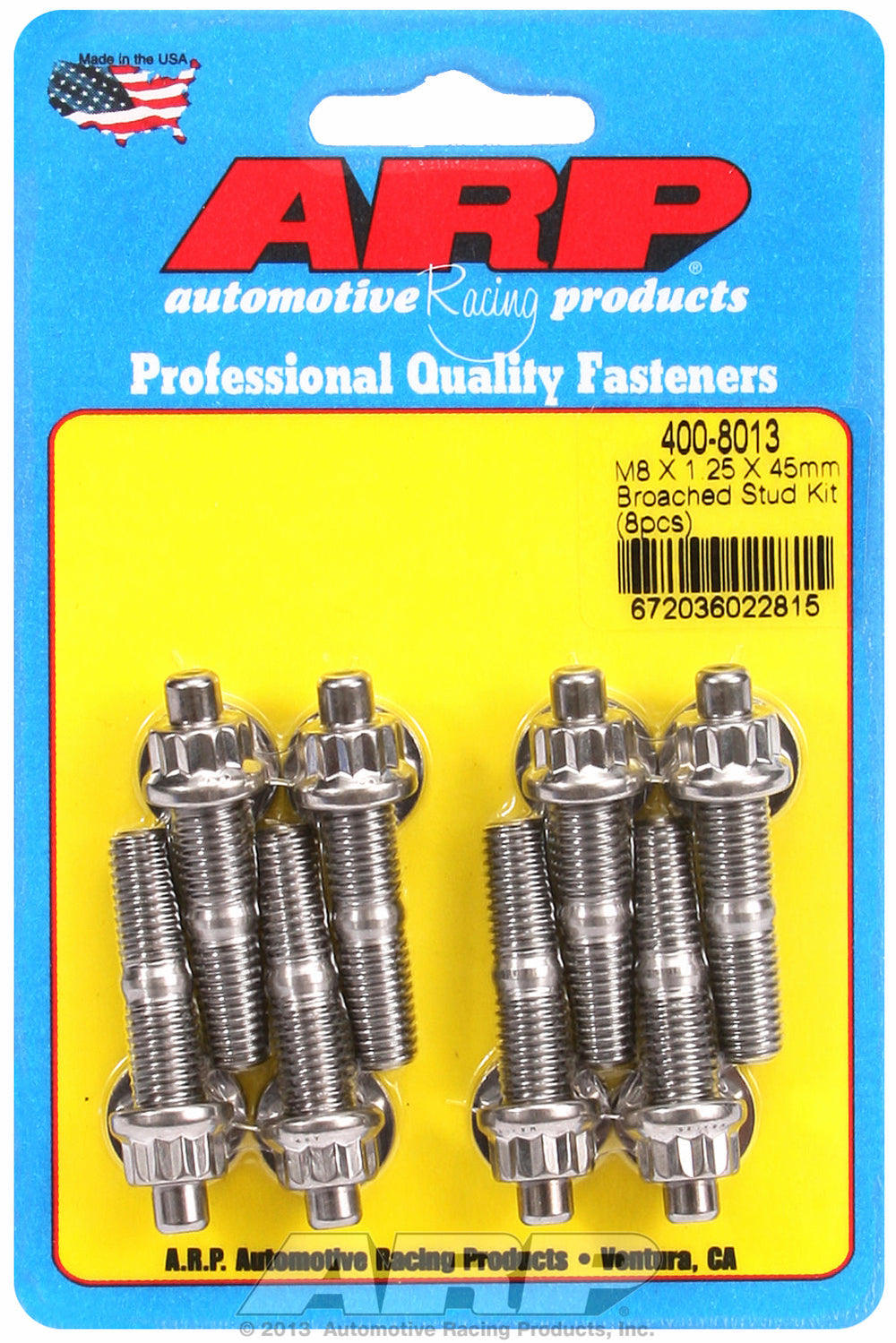 M8 X 1.25 X 45mm broached stud kit - 8pcs