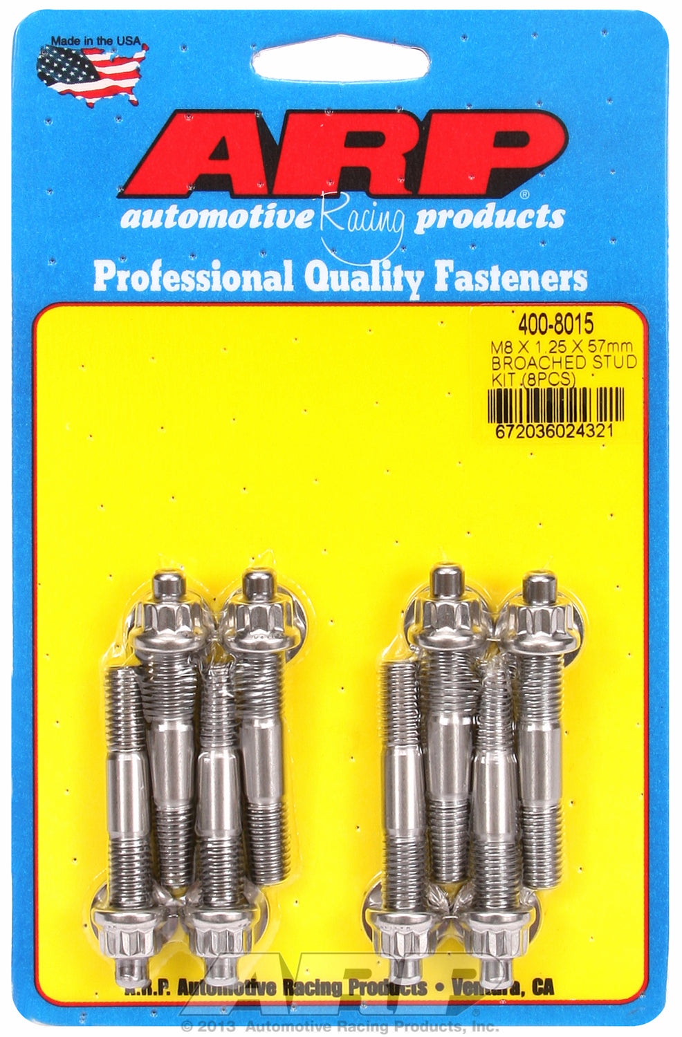 M8 X 1.25 X 57mm broached stud kit - 8pcs