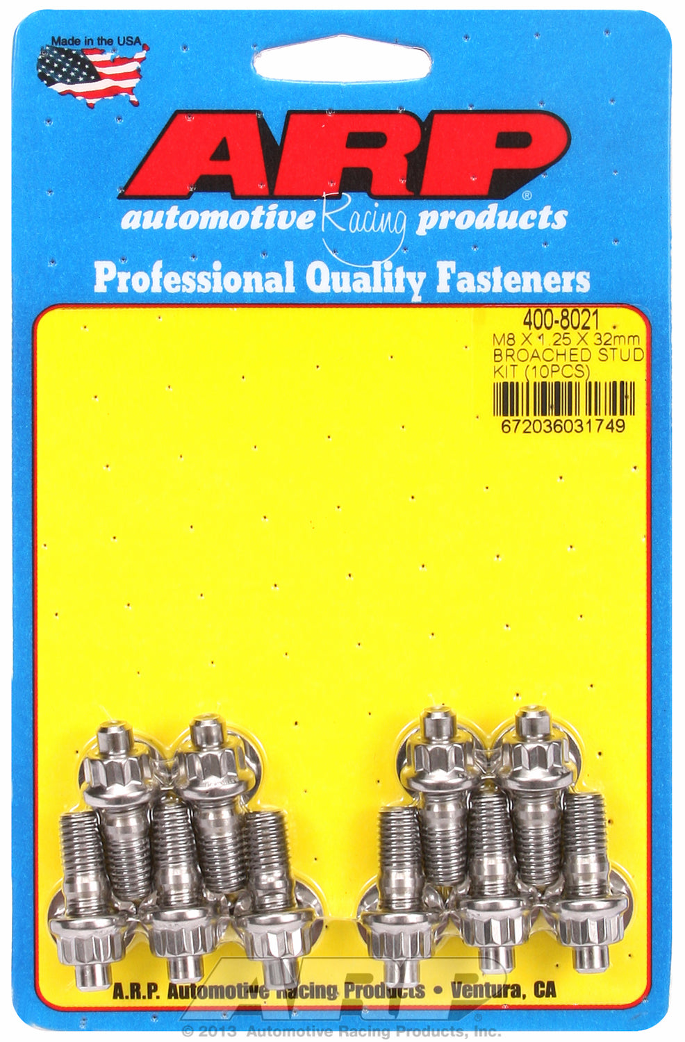 M8 X 1.25 X 32mm broached stud kit - 10pcs