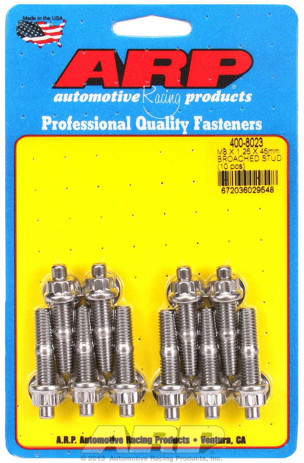 M8 X 1.25 X 45mm broached stud kit - 10pcs