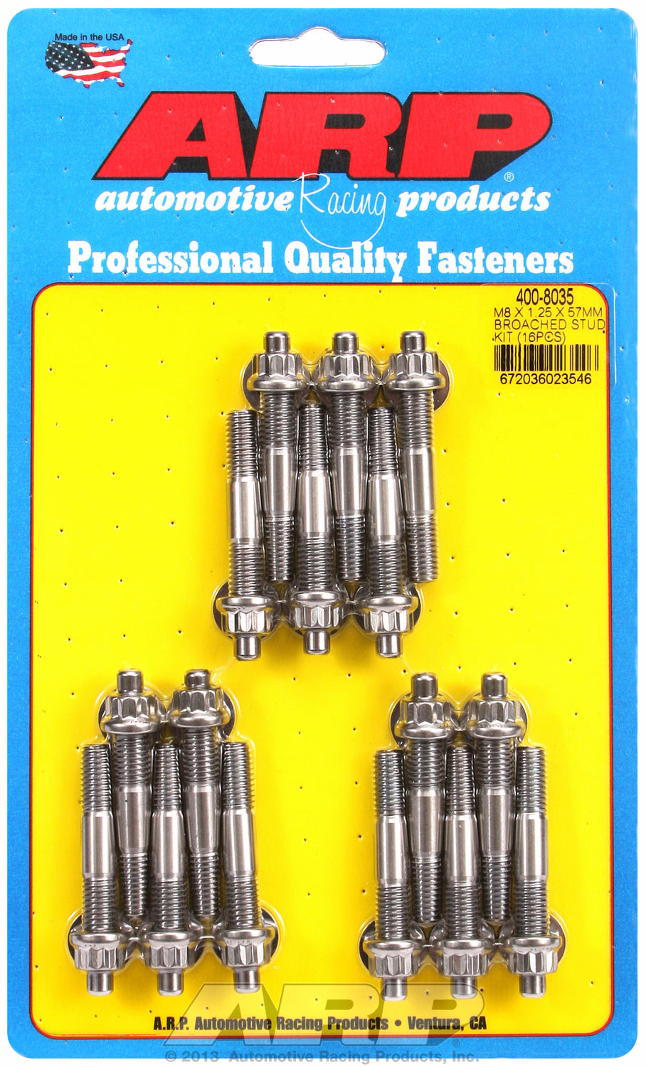 M8 X 1.25 X 57mm broached stud kit - 16pcs