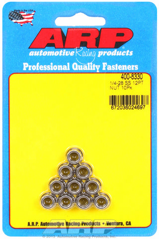 1/4in  ARP Polished Stainless Steel 12-pt Nut Kit