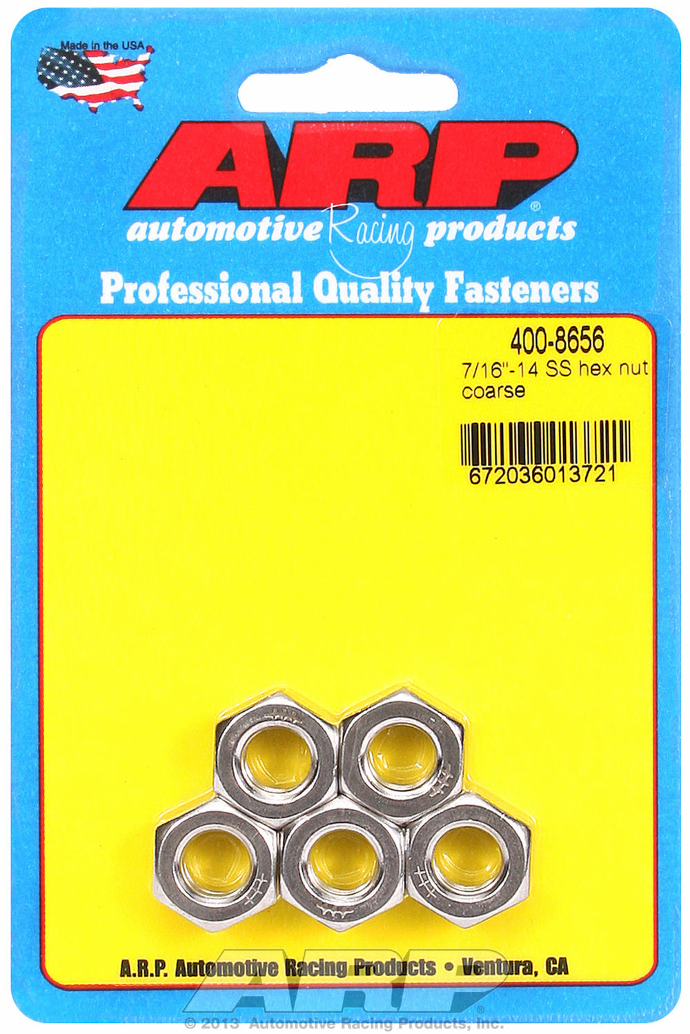 7/16-14 Stainless Hex Course Thread Hex Nut