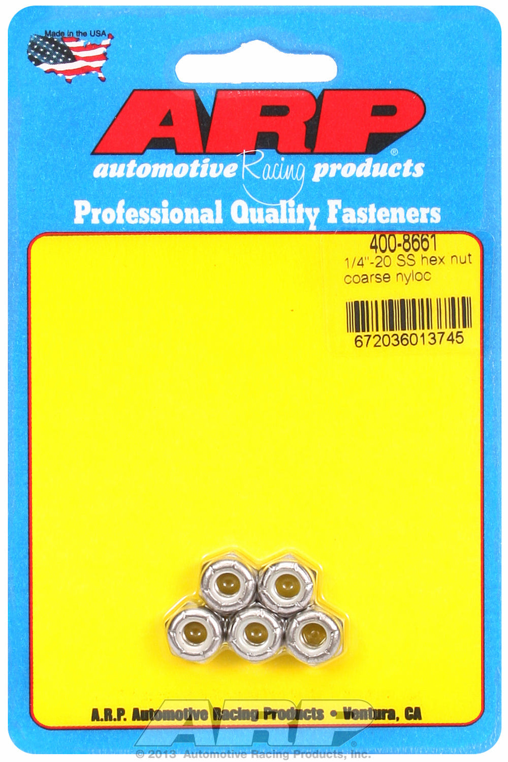 1/4-20 Stainless Nyloc Course Thread Hex Nut