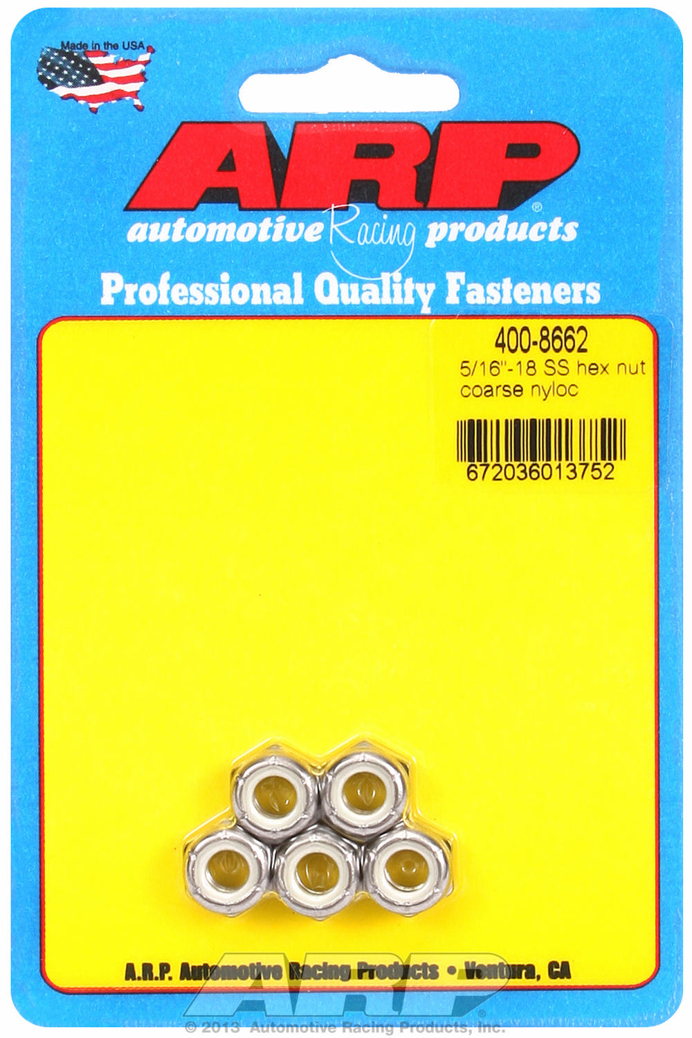 5/16-18 Stainless Nyloc Course Thread Hex Nut