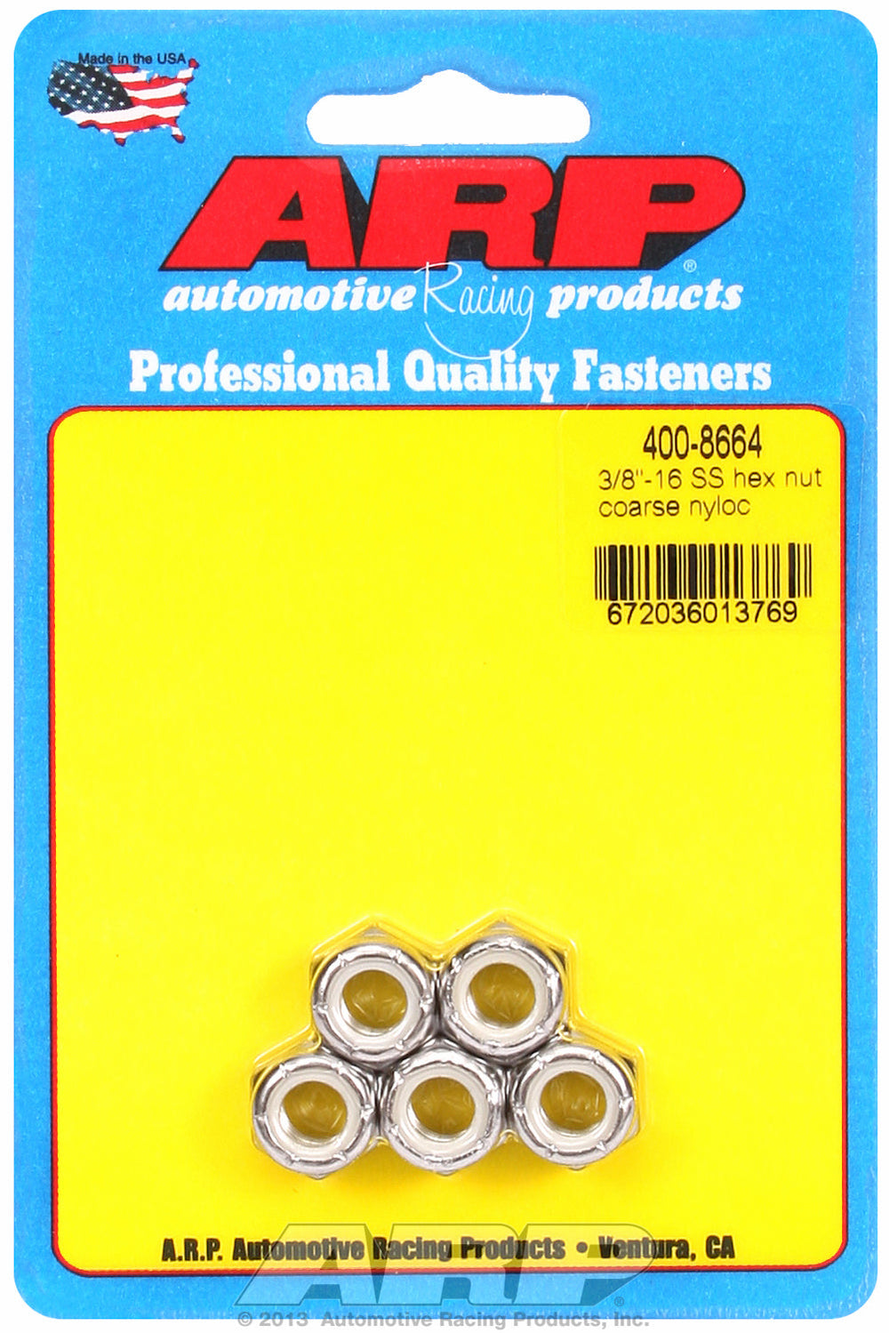 3/8-16 Stainless Nyloc Course Thread Hex Nut