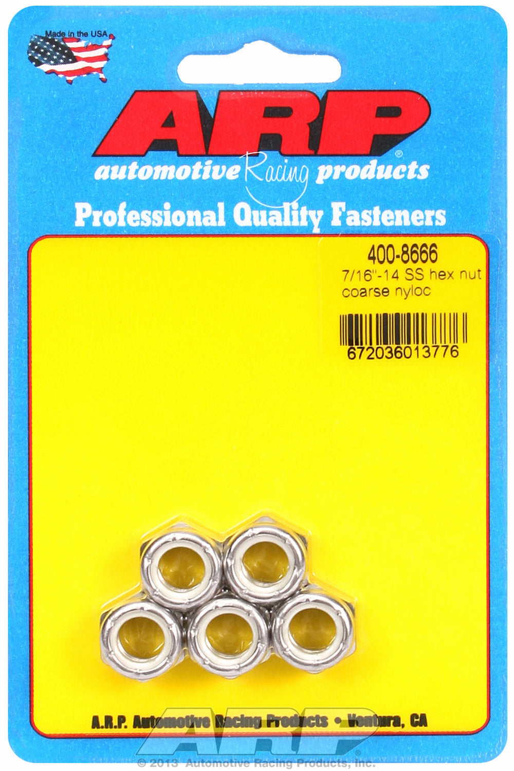 7/16-14 Stainless Nyloc Course Thread Hex Nut