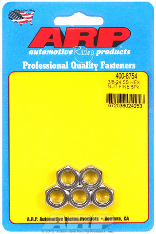 3/8-24 Stainless Hex Fine Thread Hex Nut