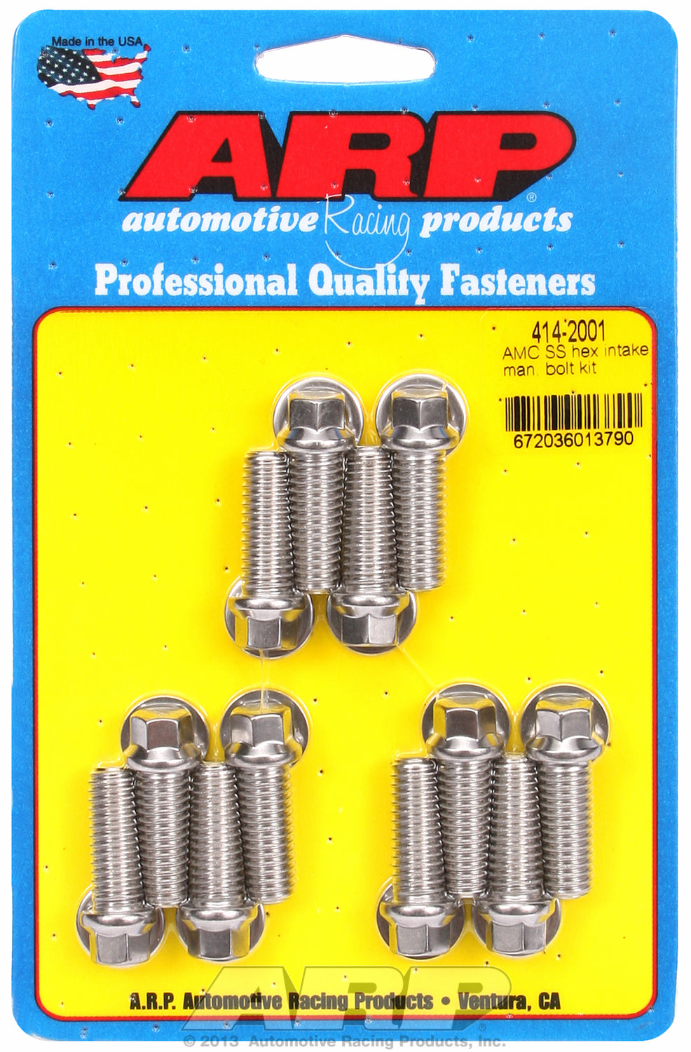 Hex Head Stainless Intake Manifold Bolts for AMC 290-343-390 cid, uses 3/8˝ socket