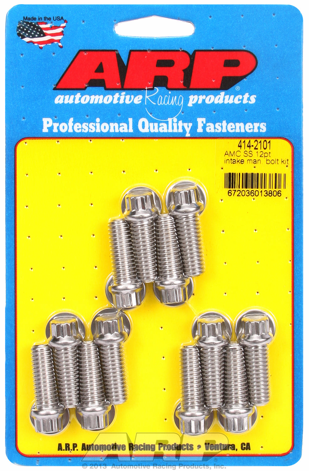 12-Pt Head Stainless Intake Manifold Bolts for AMC 290-343-390 cid, uses 3/8˝ socket