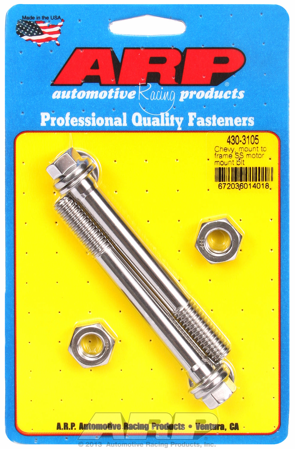 Motor Mount Kit for Chevy, V6 & V8 - mount to frame Stainless - Hex Head