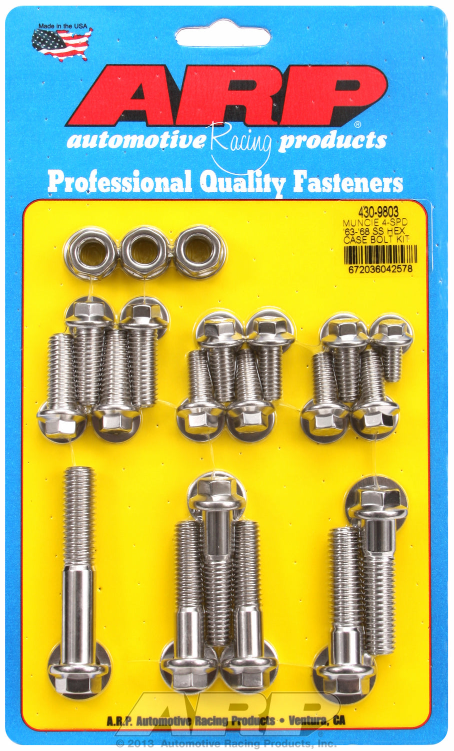 Manual Transmission Cast Bolt Kit for GM Muncie 4 Speed Stainless - Hex Head