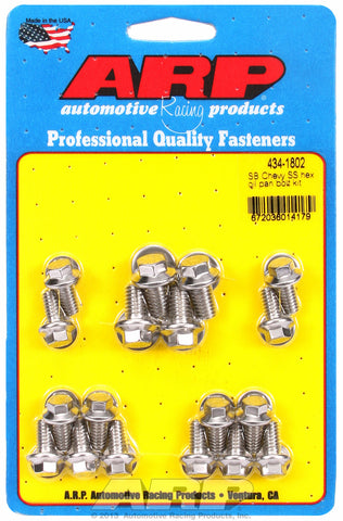 Hex Head Stainless Oil Pan Bolt Kit for Chevrolet 265-400 cid (w/ standard 2-pc. cork gasket)