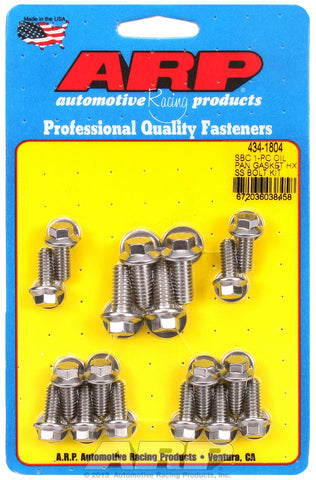 Hex Head Stainless Oil Pan Bolt Kit for Chevrolet 265-400 cid (w/ 1-pc. rubber gasket)