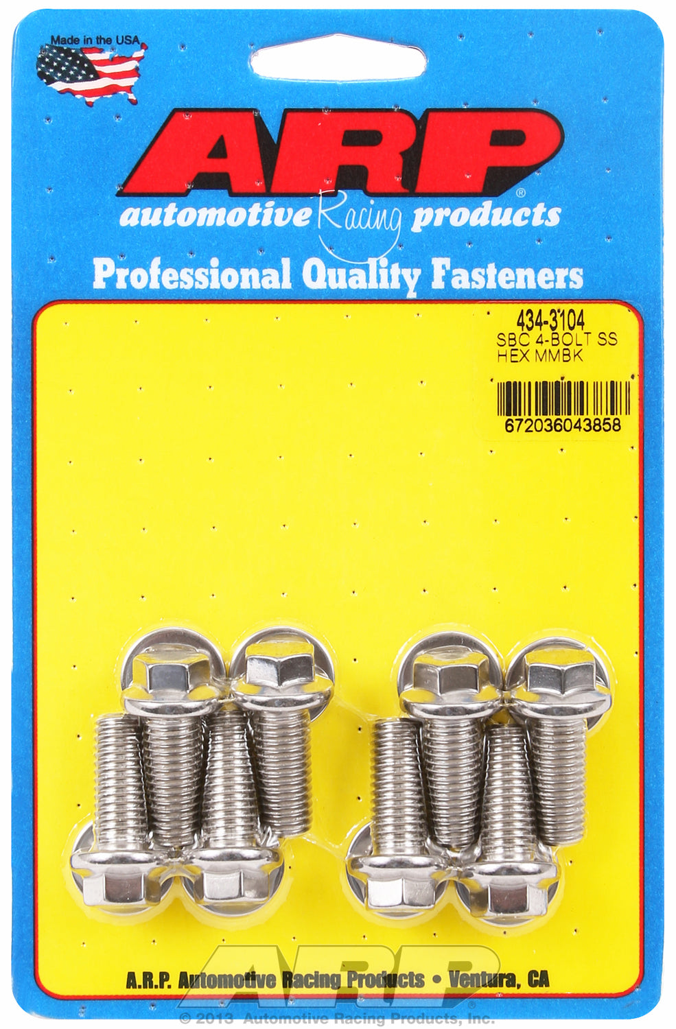 Motor Mount Kit for Chevy, LS Series small block mount bracket to block (8 pc.) Stainless - Hex Head