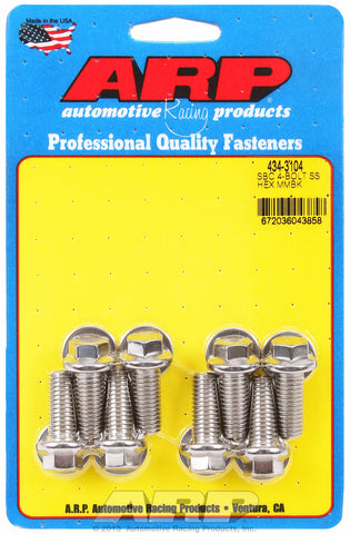 Motor Mount Kit for Chevy, LS Series small block mount bracket to block (8 pc.) Stainless - Hex Head