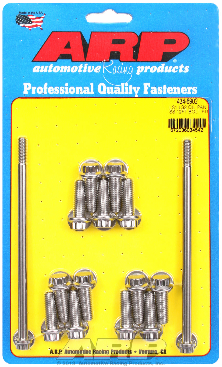 12-Pt Head Stainless Oil Pan Bolt Kit for Chevrolet Gen III/IV LS Series small block