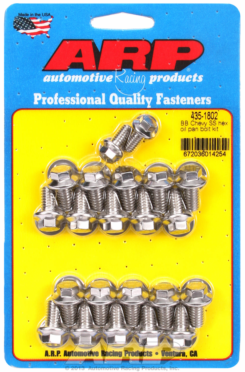 Hex Head Stainless Oil Pan Bolt Kit for Chevrolet 396-454 cid (w/ standard 2-pc. cork gasket)