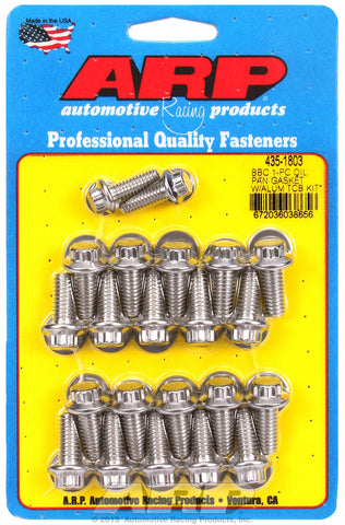 12-Pt Head Stainless Oil Pan Bolt Kit for Chevrolet 396-454 cid (w/ 1-pc. rubber gasket)
