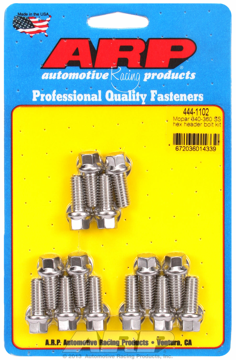 Header Bolt Kit For Chrysler 5/16˝ dia. bolt Stainless Hex Head