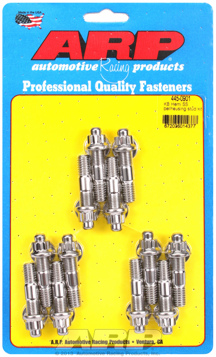 Bellhousing Stud Kit for Top Fuel Chevy, Chrysler KB Hemi Stainless 12-Pt Head