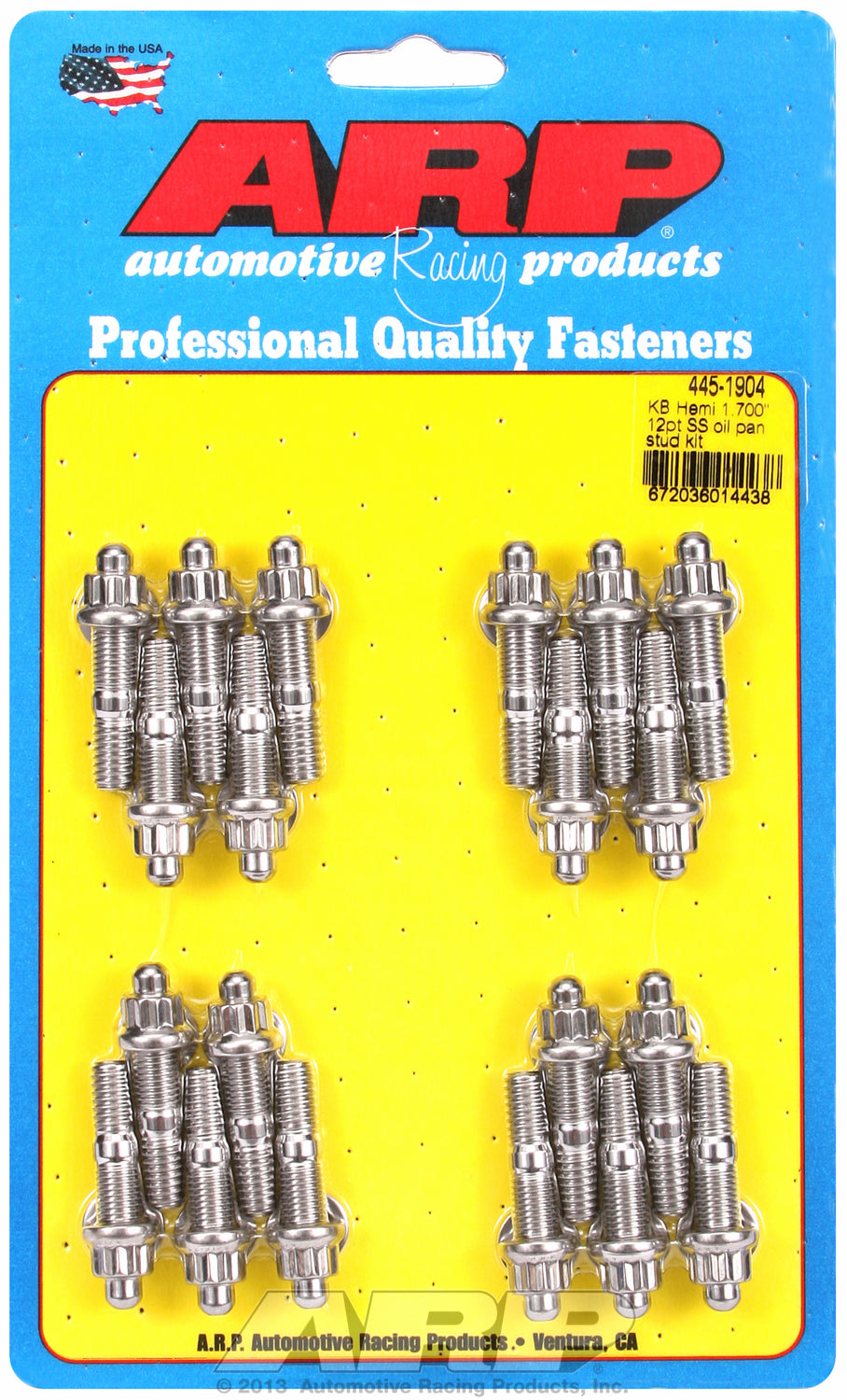 12-Pt Head Stainless Oil Pan Stud Kit for Chrysler KB Hemi, 1.700˝ U.H.L