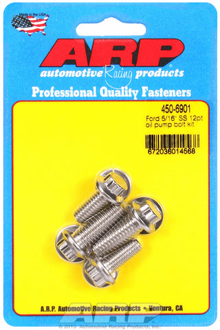 Oil Pump Bolt Kit for Ford 3/8˝ & 5/16˝ 4 piece bolt kit Stainless - 12-Pt Head