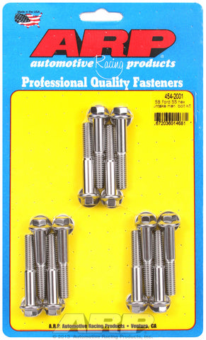 Hex Head Stainless Intake Manifold Bolts for Ford 260-289-302, 351W, uses 3/8˝ socket