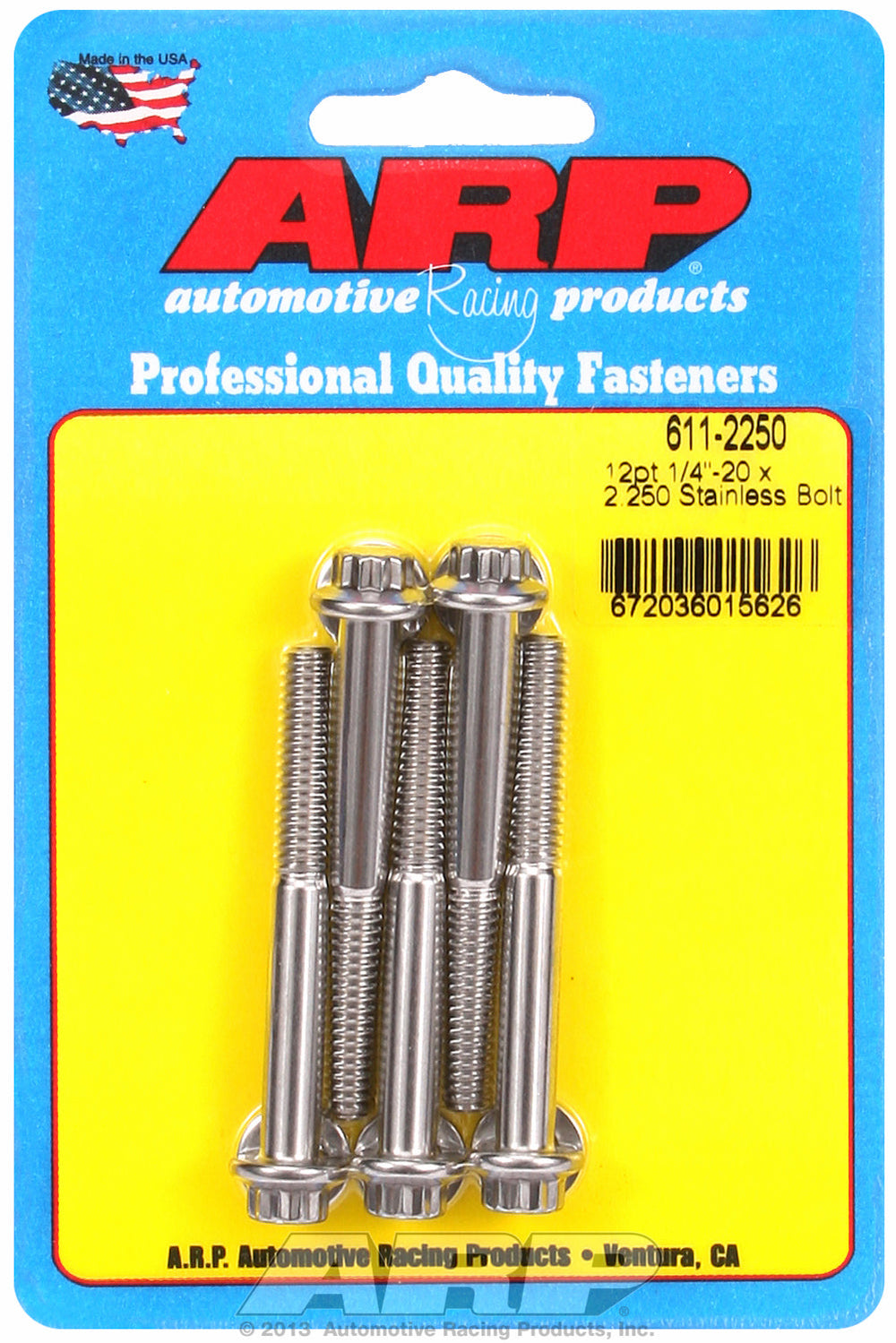 1/4-20 x 2.250 12pt SS bolts