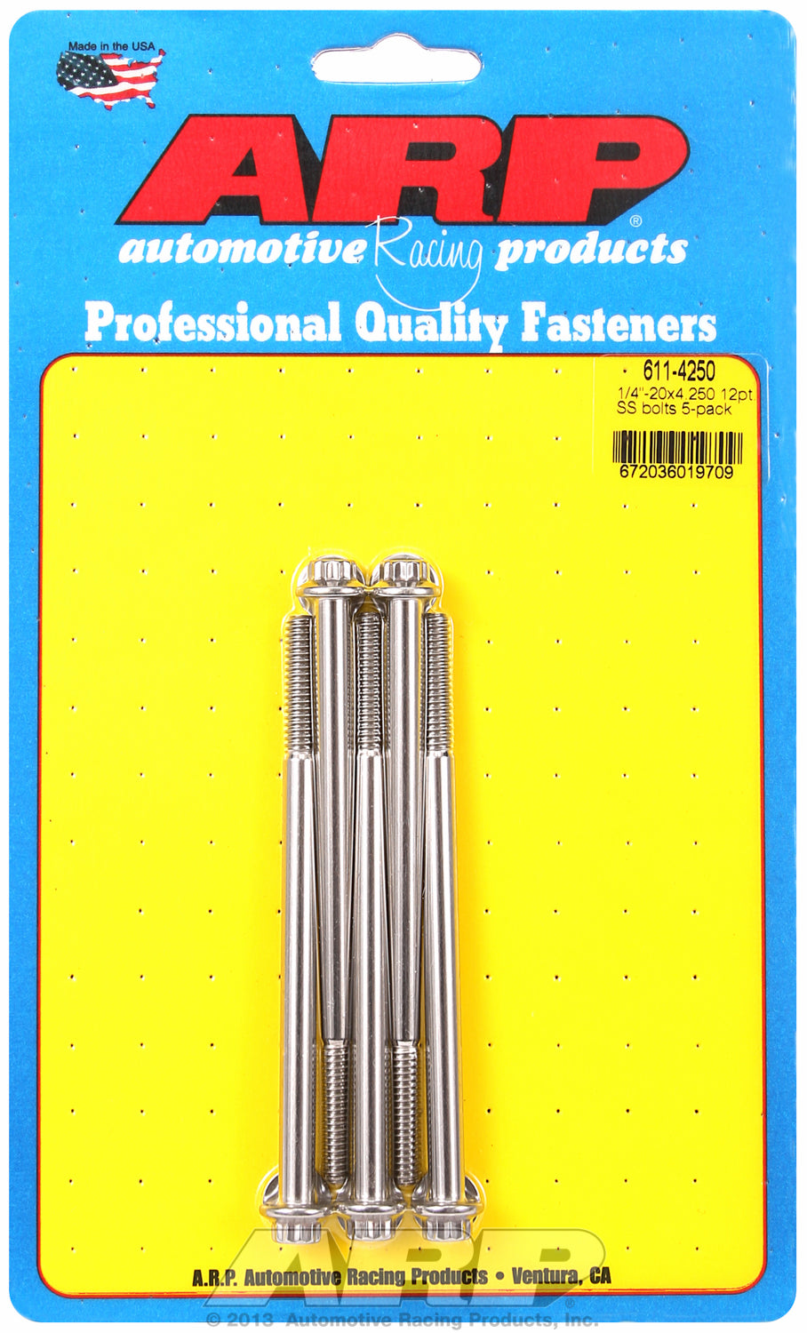 1/4-20 x 4.250 12pt SS bolts