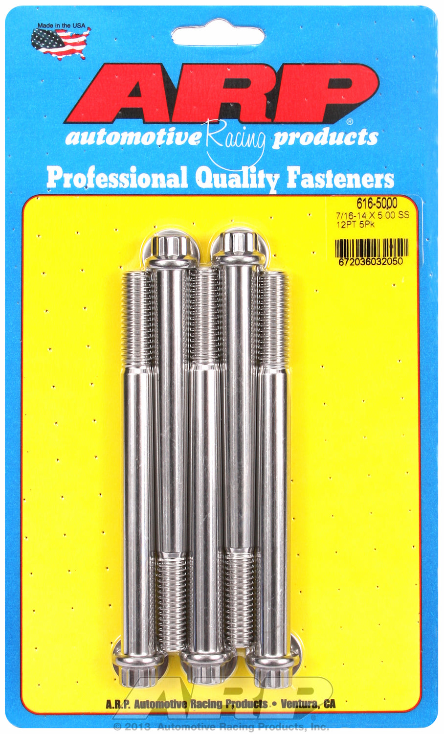 7/16-14 X 5.000 12pt SS bolts