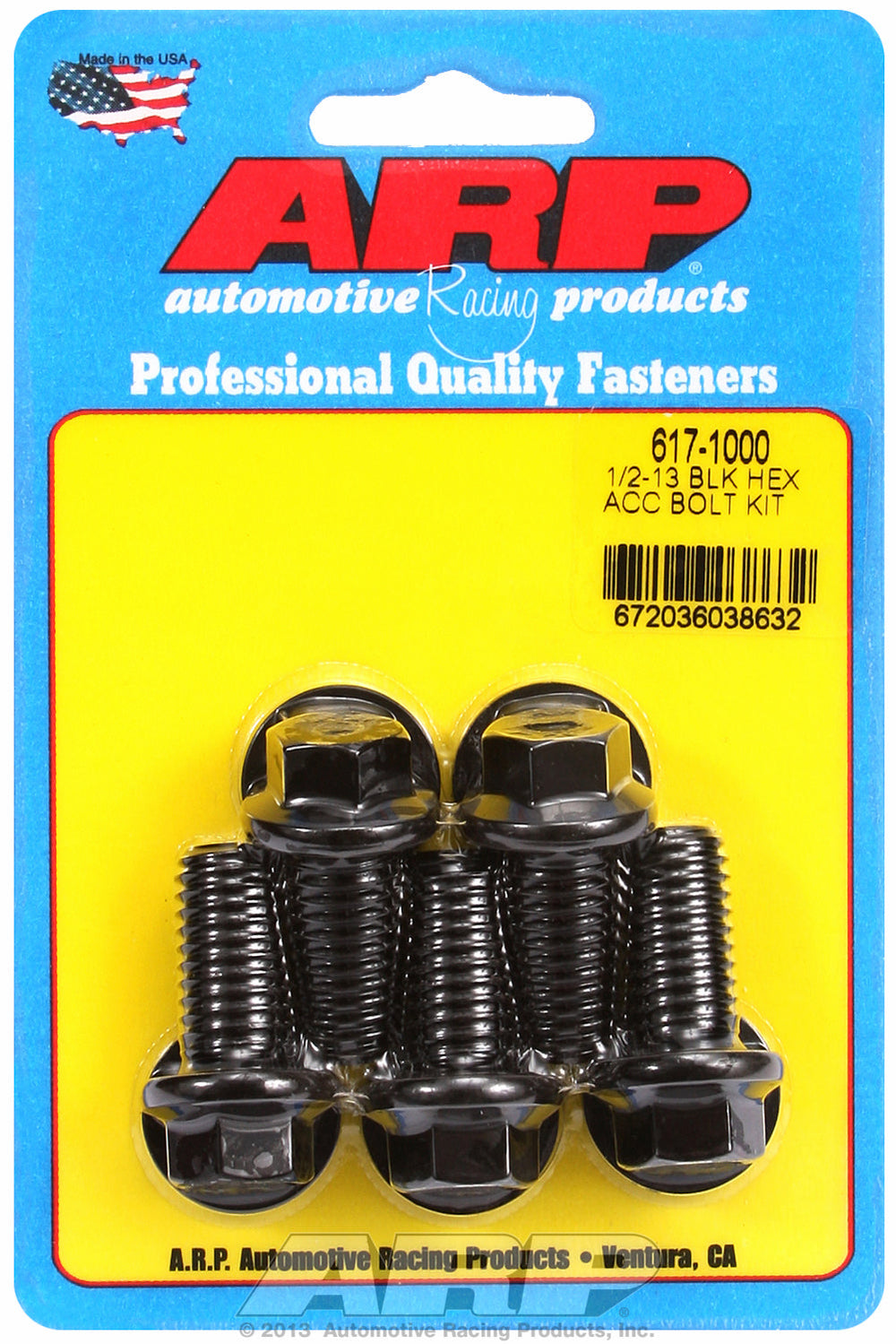 1/2-13 x 1.000 hex black oxide bolts