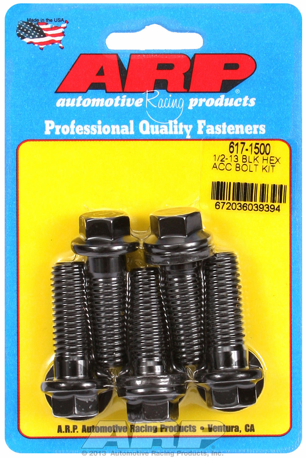 1/2-13 x 1.500 hex black oxide bolts